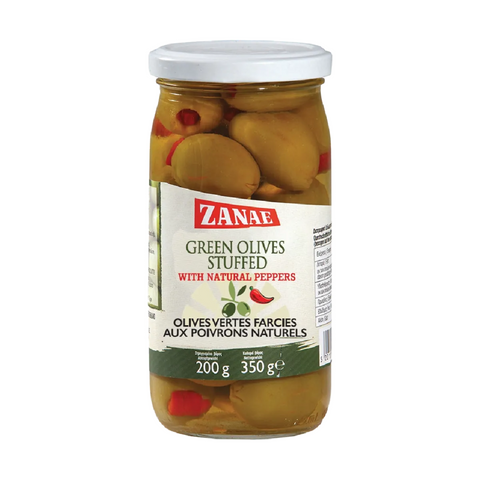 Zanae Green Chalkidiki Olives Stuffed with Red Pepper 350g